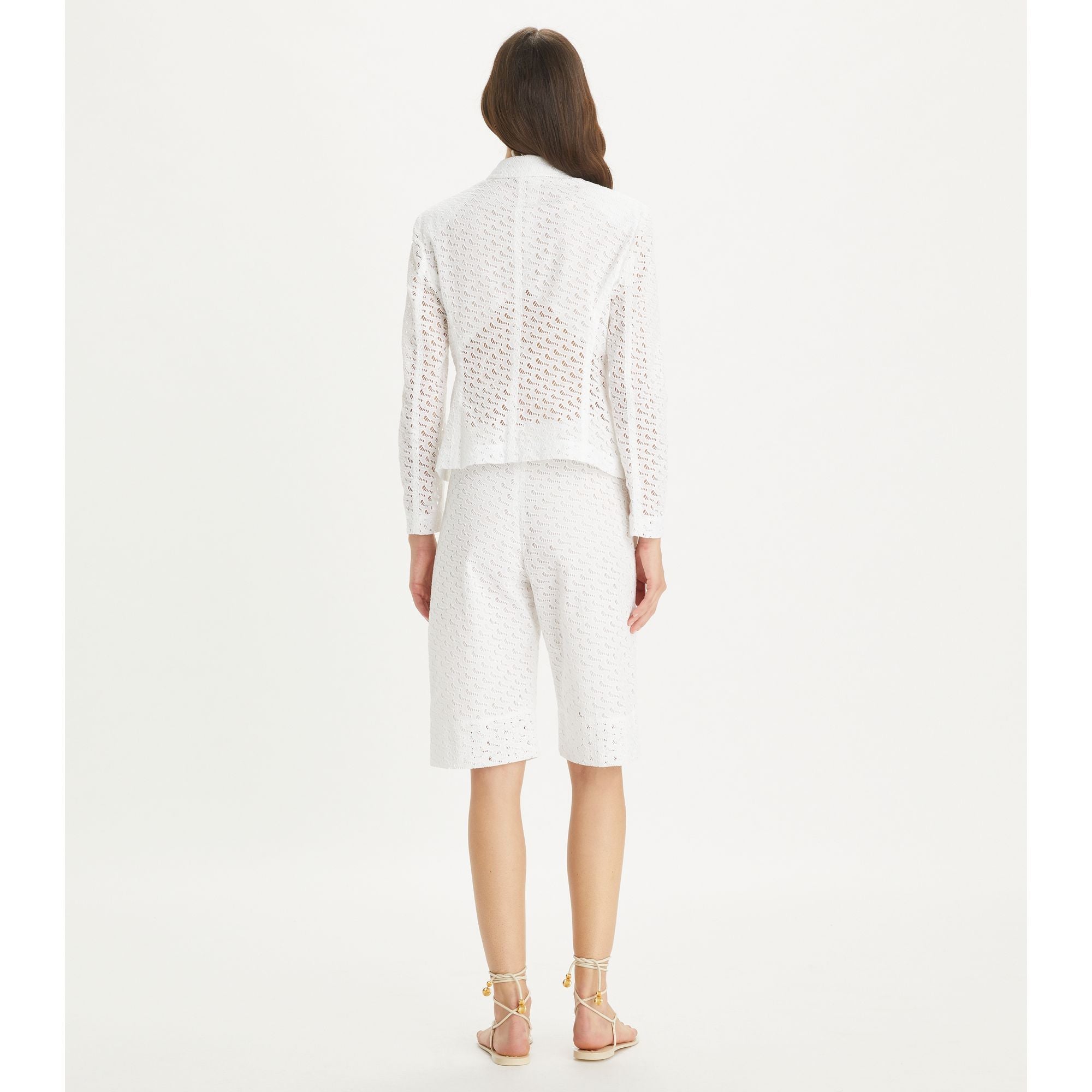 Women Embroidered Broderie Anglaise Bermuda Shorts - White