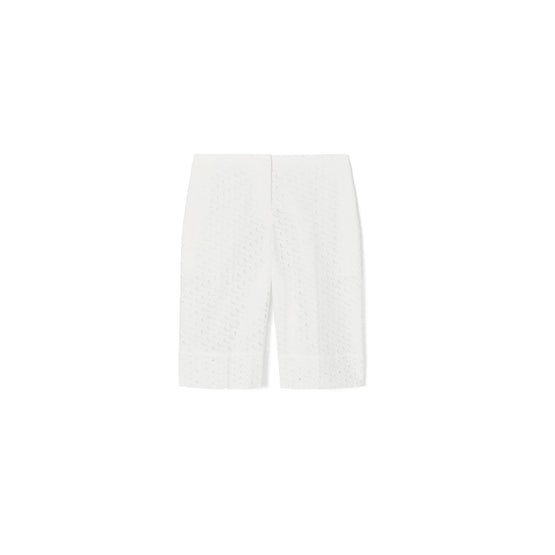 Women Embroidered Broderie Anglaise Bermuda Shorts - White