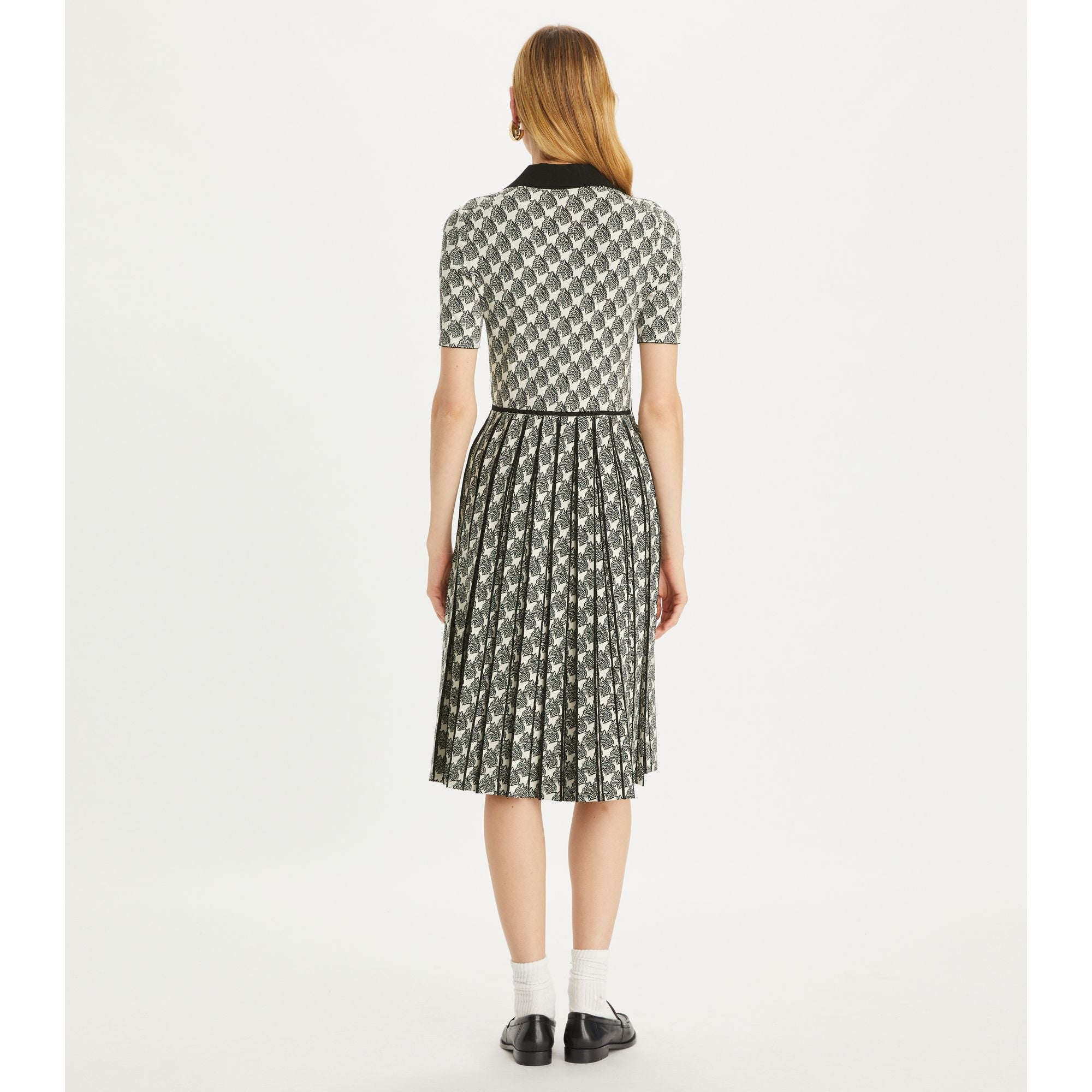 Women Jacquard Polo Dress - Ivory Mini Zebra