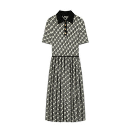 Women Jacquard Polo Dress - Ivory Mini Zebra