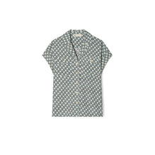 Women Printed Cotton Poplin Camp Shirt - Blue Mini Zebra