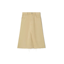 Women Deconstructed Denim Midi Skirt - Khaki