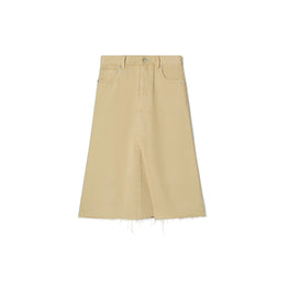 Women Deconstructed Denim Midi Skirt - Khaki