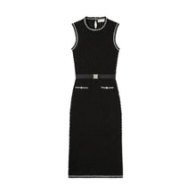 Women Cotton Pointelle Knitted Tank Dress - Black
