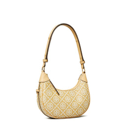 Women T Monogram Raffia Crescent Bag - Natural