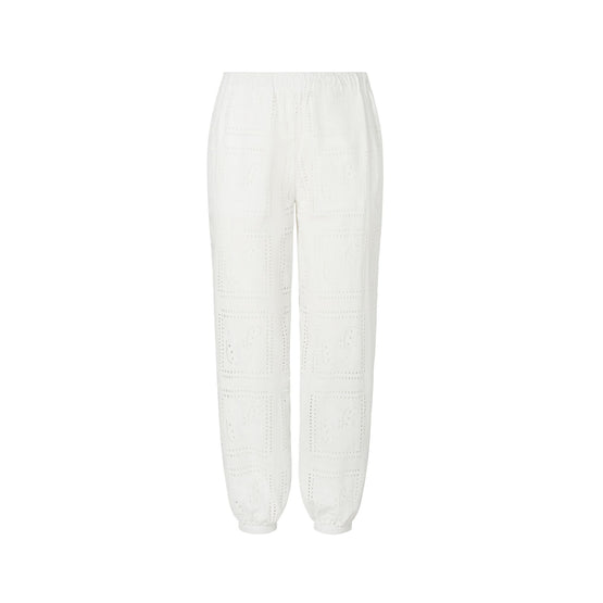 Women Eyelet Beach Pants - White