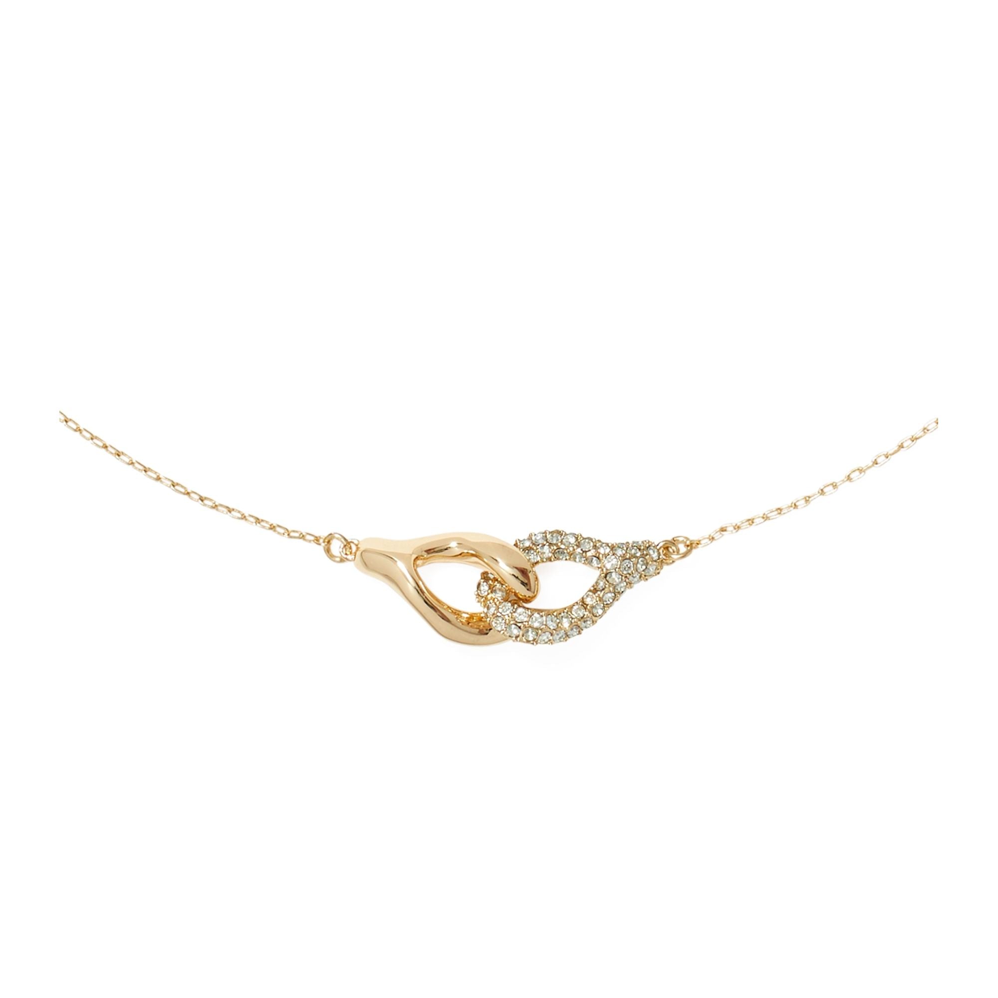 Women Interlocking Wishbone Pendant - Tory Gold / Crystal