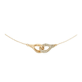 Women Interlocking Wishbone Pendant - Tory Gold / Crystal