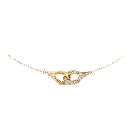 Women Interlocking Wishbone Pendant - Tory Gold / Crystal