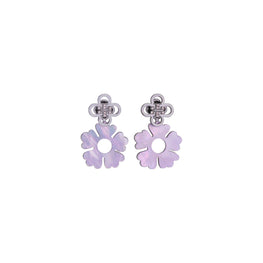 Women Forget Me Not Front-Back Earring - Hematite / Light Pink