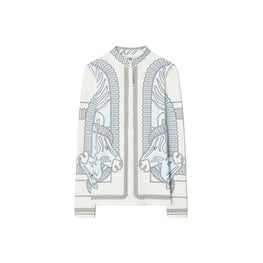 Women Printed Surf Shirt - Blue Zebra Scarf