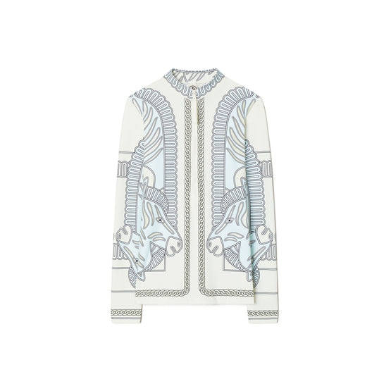 Women Printed Surf Shirt - Blue Zebra Scarf