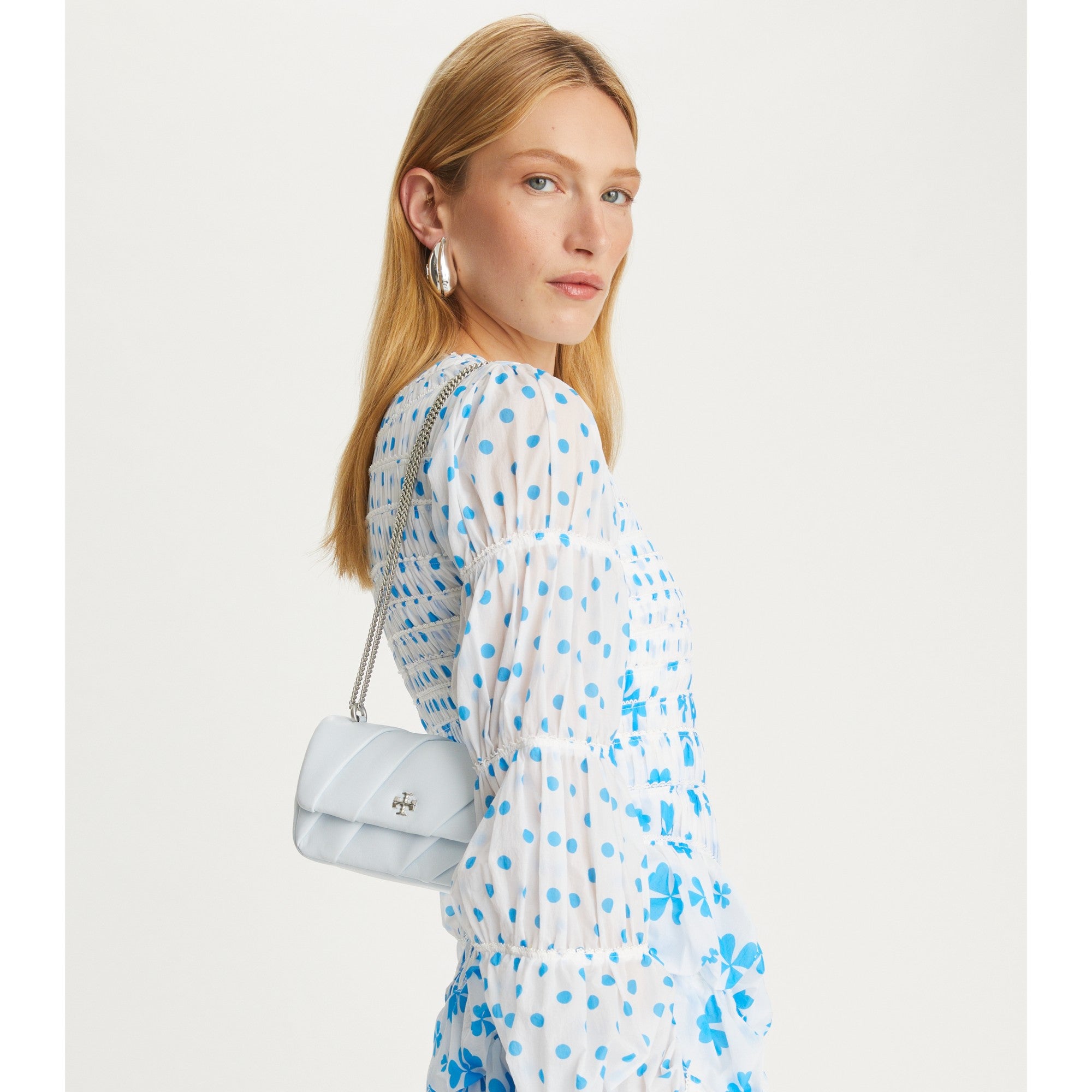 Women Kira Pleated Mini Flap Bag - Ice Blue