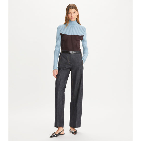 Women Viscose Sweater - Seafaring / Dark Eggplant