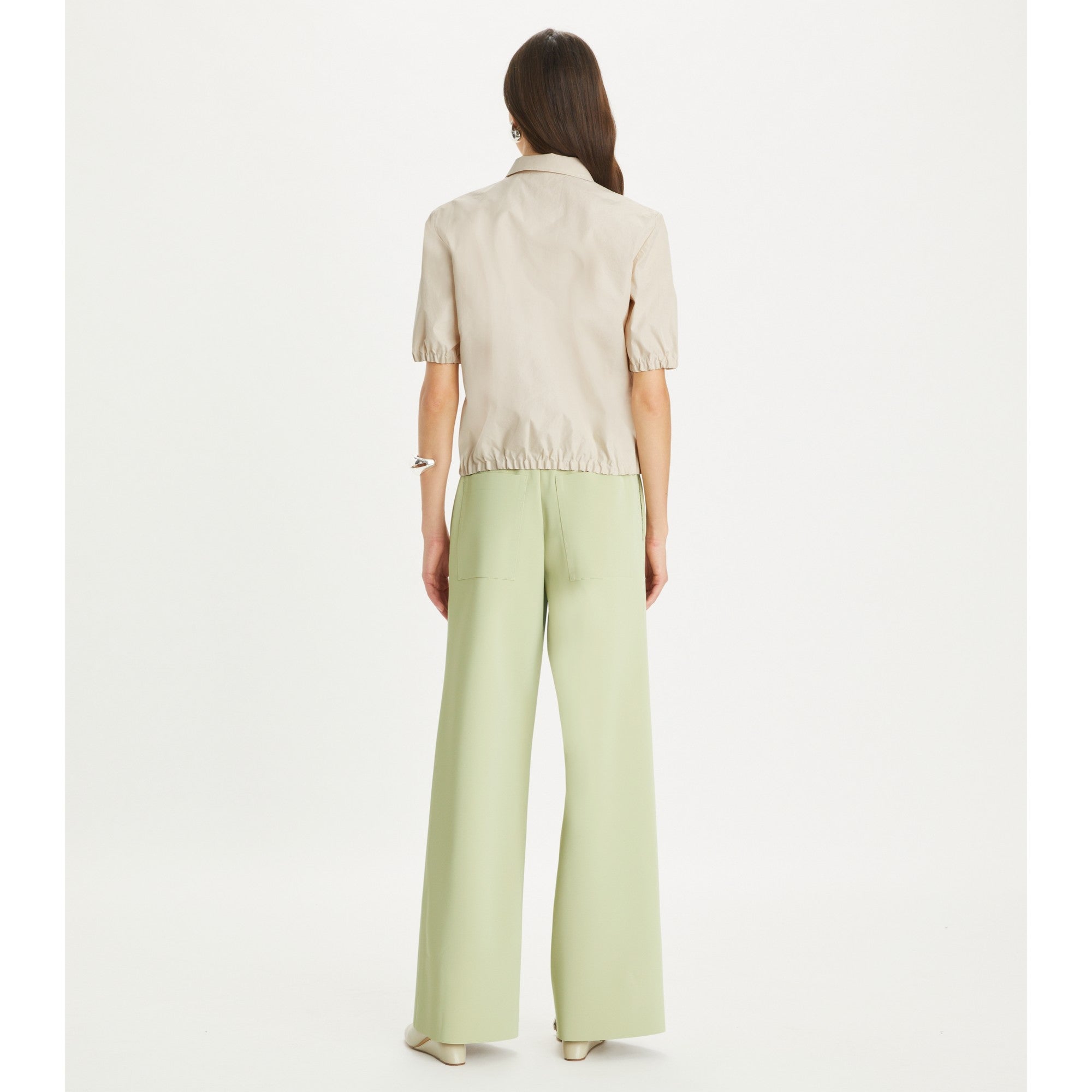 Women Coated Jersey Pant - Sage