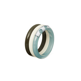Women Resin Bangle Set - Soft Blue / Ivory / Green