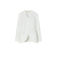 Women Floral Cotton Poplin Jacket - White Ditsy