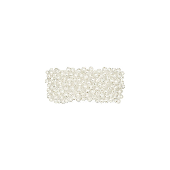 Women Beaded Barrette - Light Silver