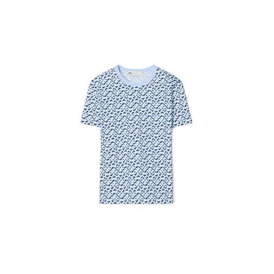 Women Printed Cotton T-Shirt - Light Blue Prismatic T Monogram