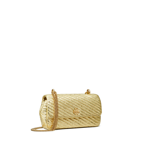 Women Kira Metallic Moto Quilt Mini Flap Bag - Gold