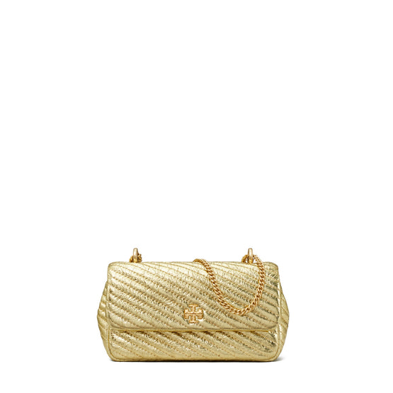 Women Kira Metallic Moto Quilt Mini Flap Bag - Gold