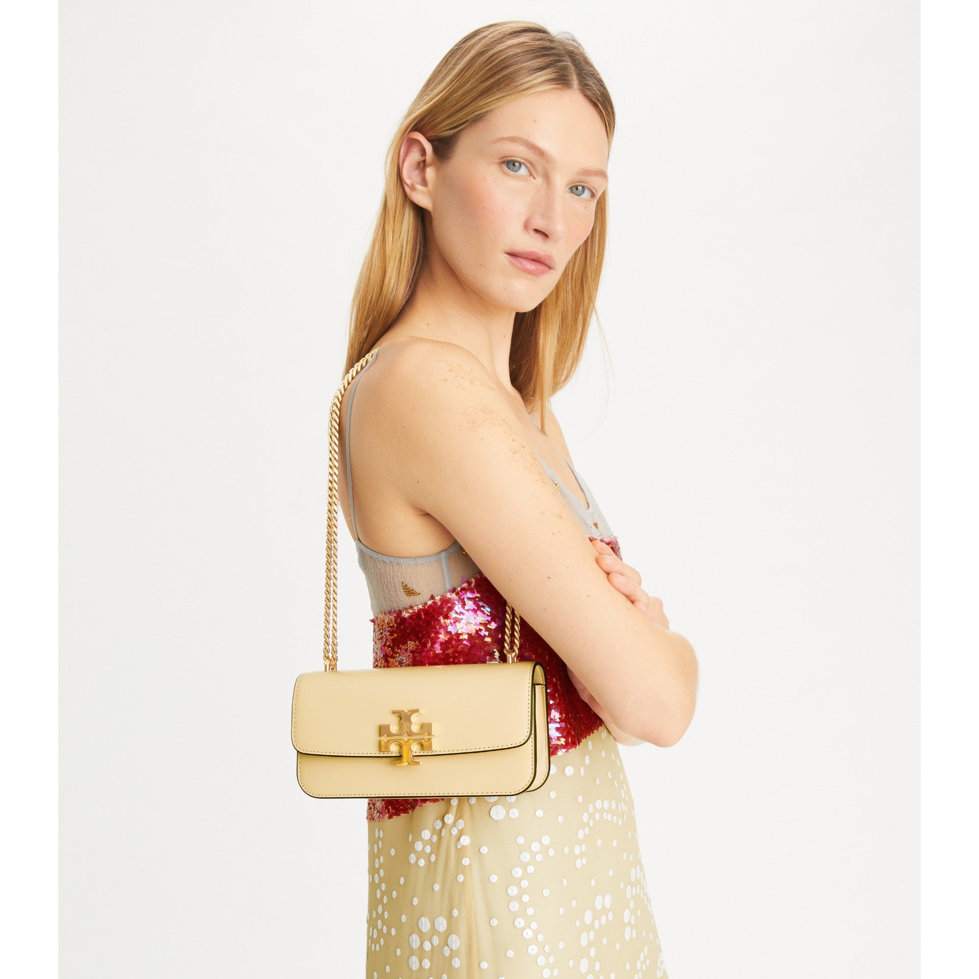 Women Eleanor Spazzolato E/W Small Convertible Shoulder Bag - Vanilla Soft Serve