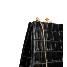 Women Croc Embossed Mini Bag - Black