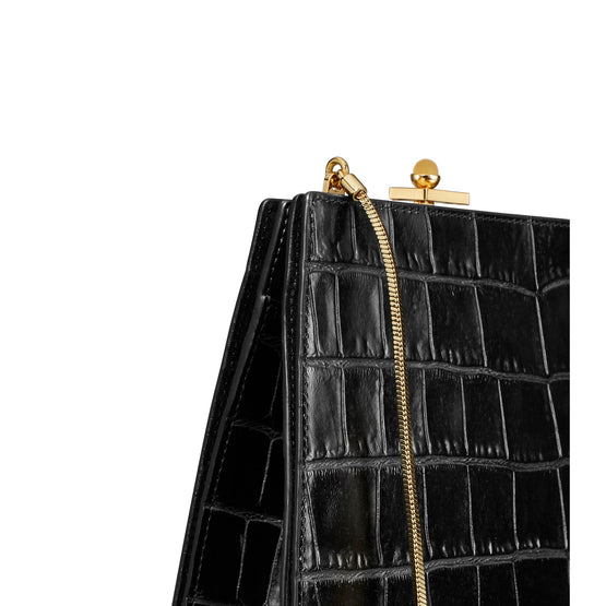 Women Croc Embossed Mini Bag - Black