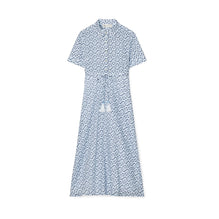 Women Printed Cotton Shirtdress - Light Blue Prismatic T Monogram