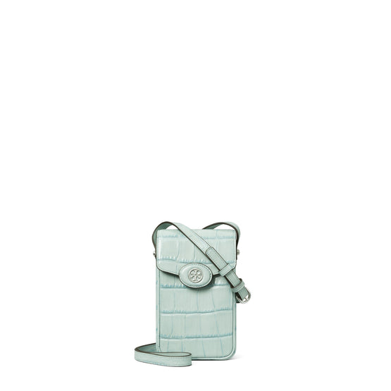 Women Robinson Croc Embossed Phone Crossbody - Blue Celadon