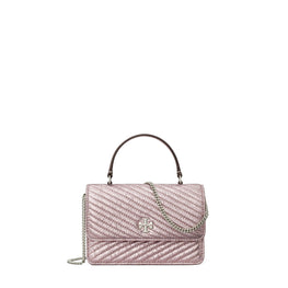 Women Kira Metallic Moto Quilt Mini Top Handle Chain Wallet - Sparkle Pink