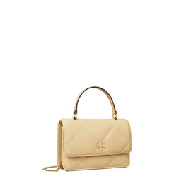Women Kira Pave Logo Diamond Quilt Mini Top Handle Chain Wallet - Vanilla Soft Serve