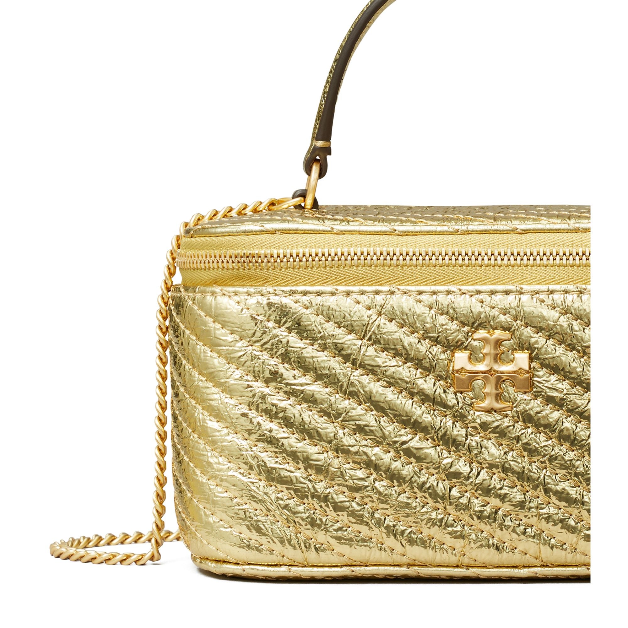 Women Kira Metallic Moto Quilt Vanity Case - Gold
