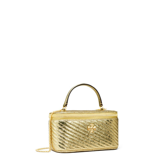 Women Kira Metallic Moto Quilt Vanity Case - Gold
