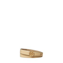 Women 1" Miller Smooth Leather Pave Logo Belt - Vanilla Soft Serve