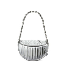 Women Fleming Soft Metallic Quilt Mini Crescent Bag - Silver