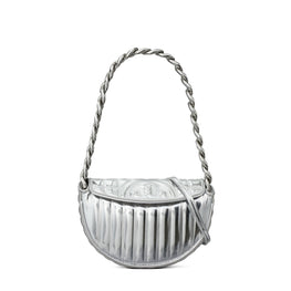 Women Fleming Soft Metallic Quilt Mini Crescent Bag - Silver