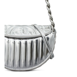 Women Fleming Soft Metallic Quilt Mini Crescent Bag - Silver