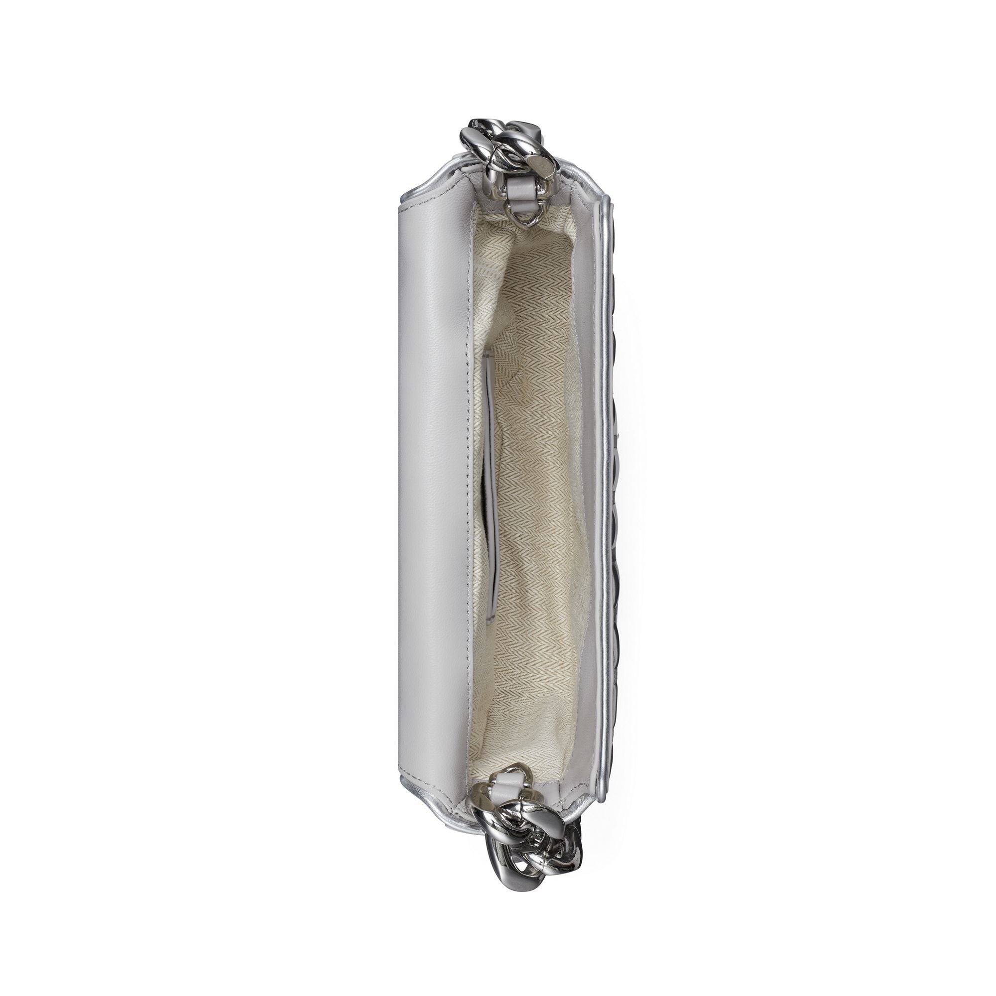 Women Fleming Soft Metallic Quilt Mini Crescent Bag - Silver