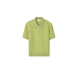 Women Jacquard Polo - Dark Mint