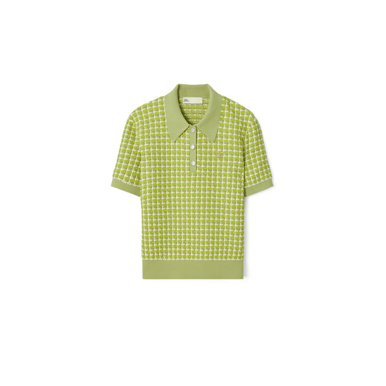Women Jacquard Polo - Dark Mint
