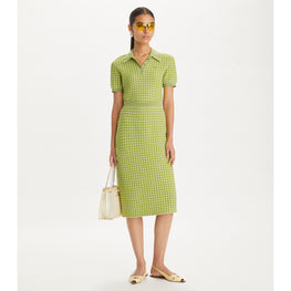 Women Jacquard Polo - Dark Mint