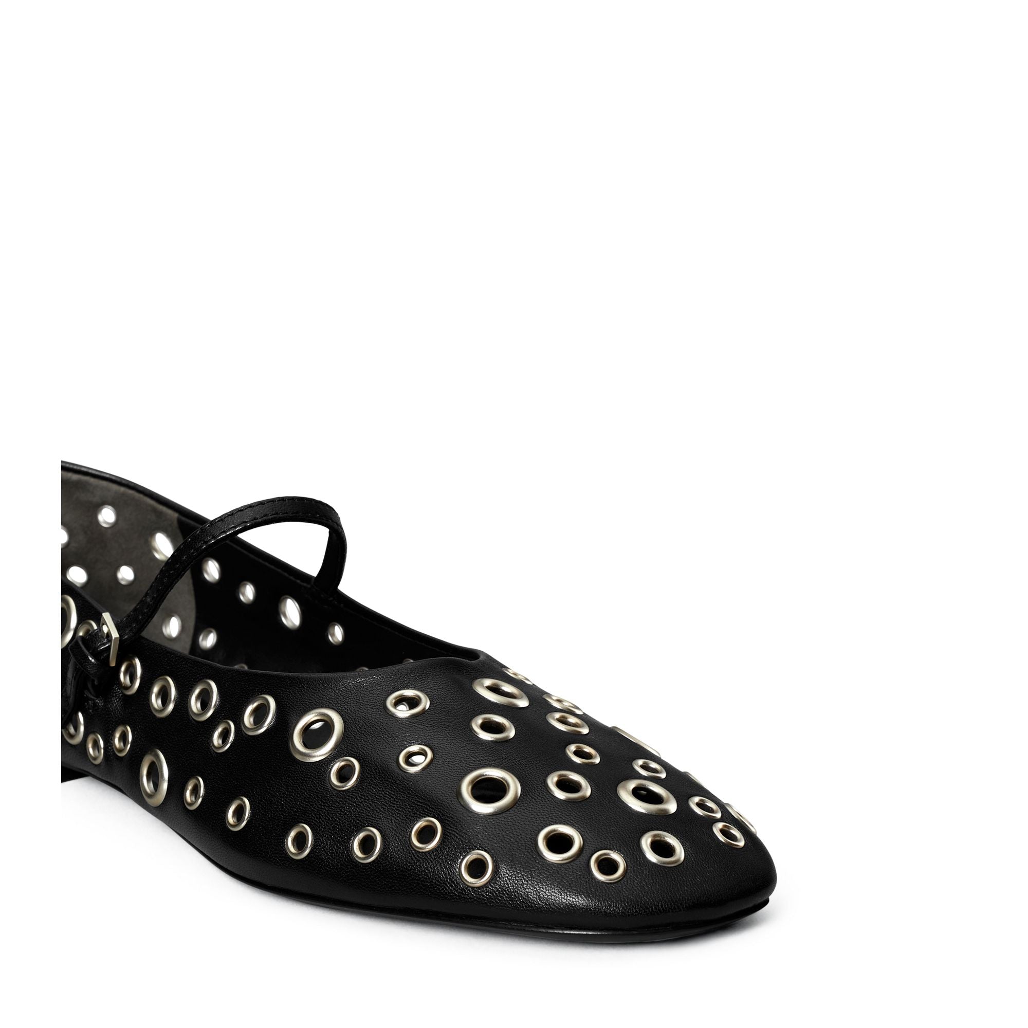 Women Eyelet Mary Jane Ballet - Perfect Black / Silver