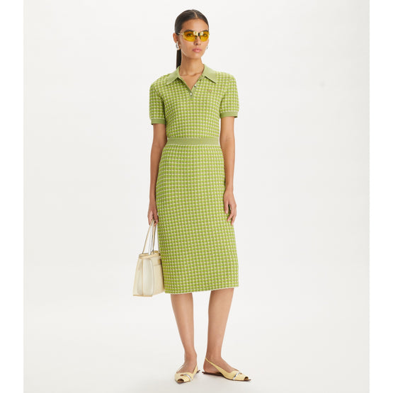 Women Jacquard Sweater Skirt - Dark Mint