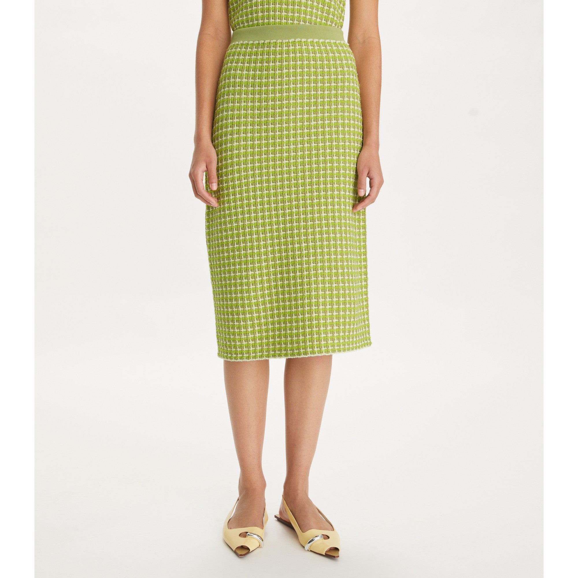 Women Jacquard Sweater Skirt - Dark Mint