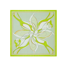 Women Oversized Twisty Floral Silk Square Scarf - Chartreuse