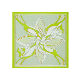 Women Oversized Twisty Floral Silk Square Scarf - Chartreuse