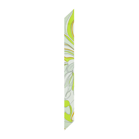 Women Twisty Flower Silk Ribbon Tie - Chartreuse