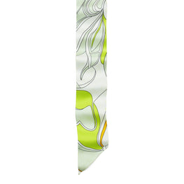 Women Twisty Flower Silk Ribbon Tie - Chartreuse