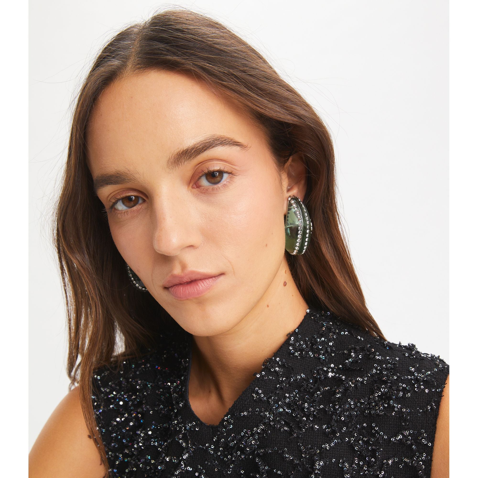 Women Wave Earring - Tory Silver / Sky / Crystal
